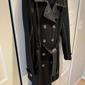 BCBG Maxazria Wool Coat w Leather Lining Details